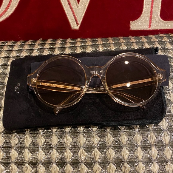 Celine Made in Italy Oversized Round Pink On Pink Sunglasses Gold Logo Inset - Picture 12 of 16